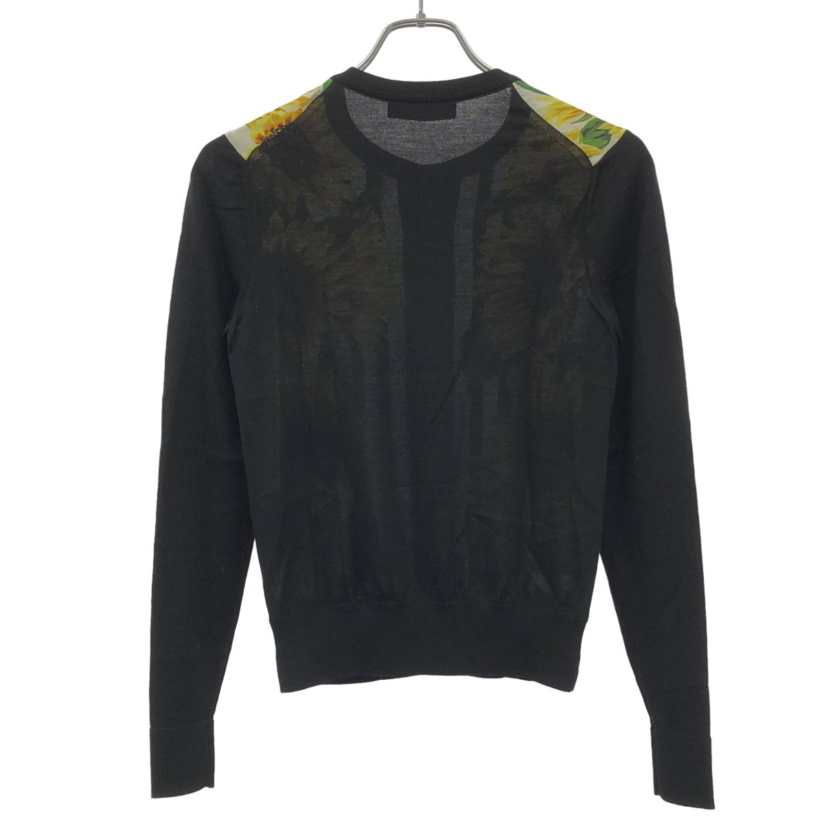 Dolce & Gabbana Silk Sunflower Cardigan Black Yellow 36 — view 2