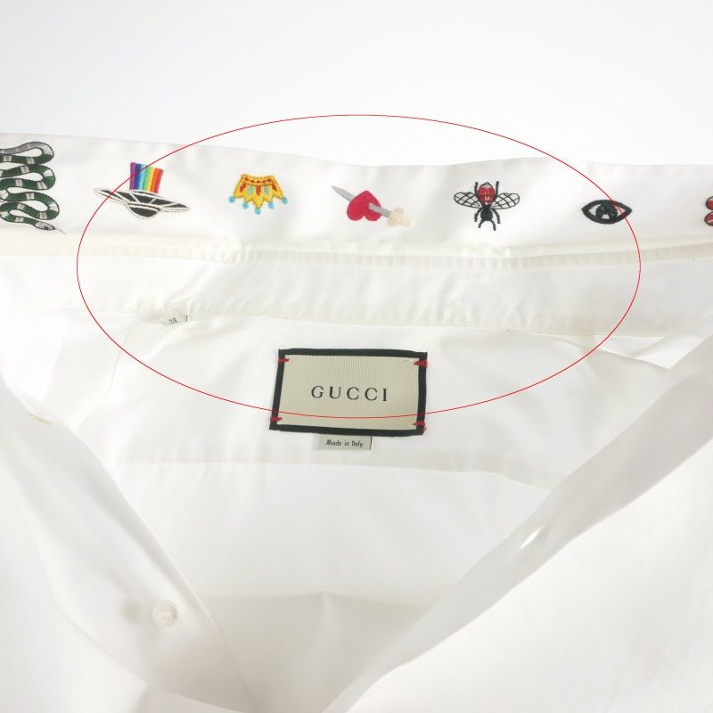 Gucci Symbols Color Embroidery Snake Shirt Long Sleeve 15 White — view 6