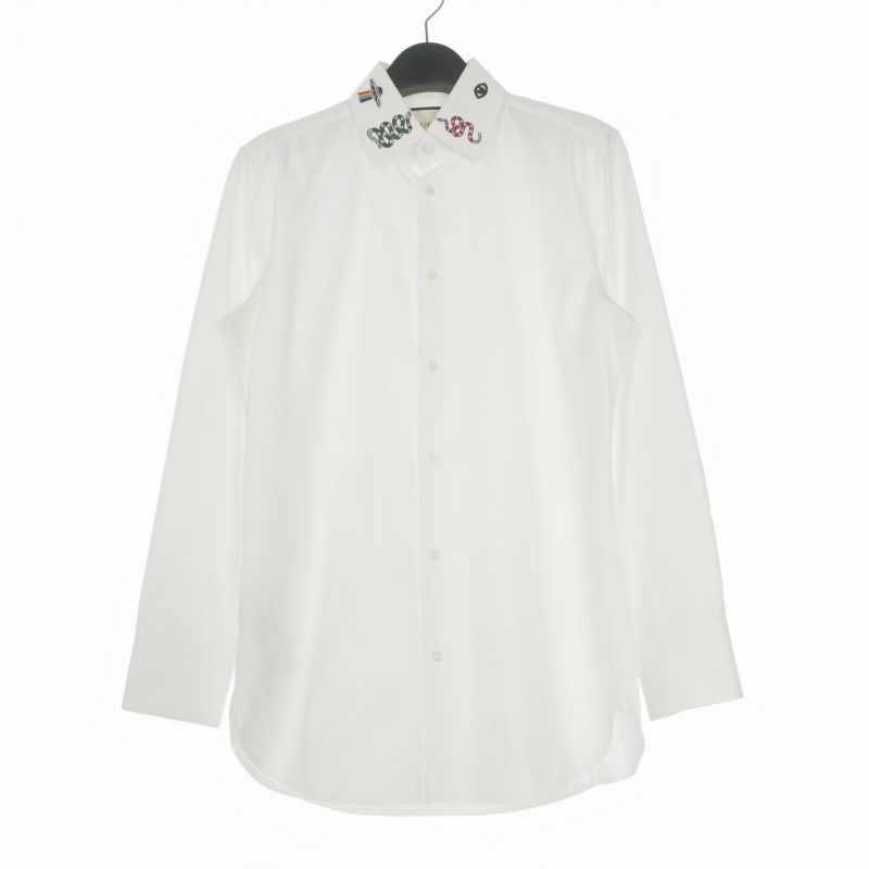 Gucci Symbols Color Embroidery Snake Shirt Long Sleeve 15 White