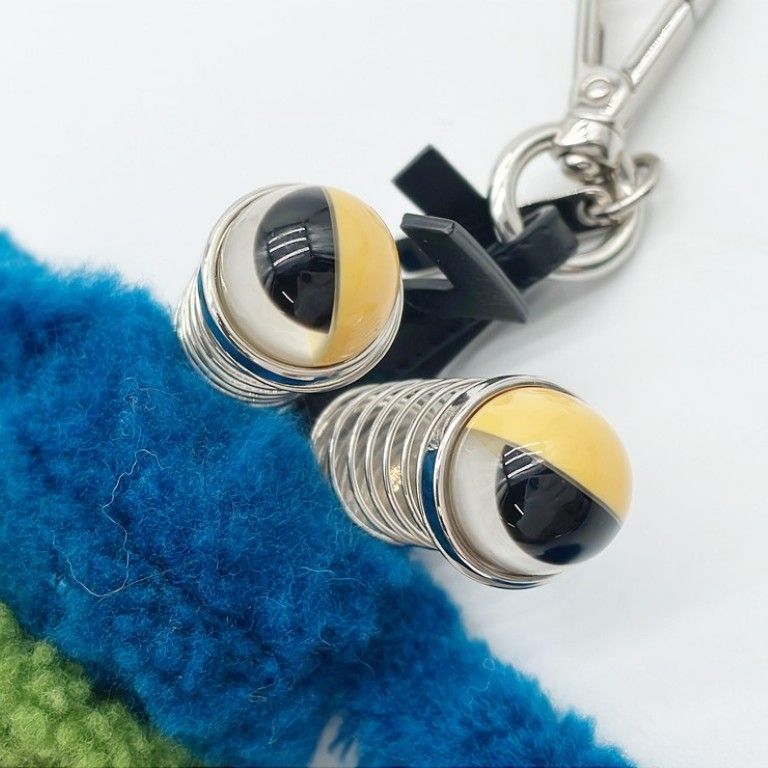 Fendi Bag Charm Multicolor Fur Leather Doll Motif Silver — view 3