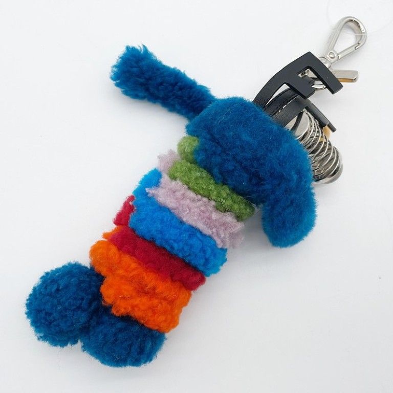 Fendi Bag Charm Multicolor Fur Leather Doll Motif Silver — view 2
