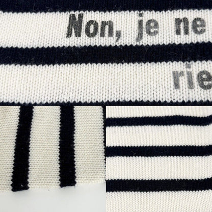 Dior Knit Border Top Long Sleeve 40 Navy White Cashmere Sweater — view 5