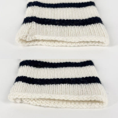 Dior Knit Border Top Long Sleeve 40 Navy White Cashmere Sweater — view 3