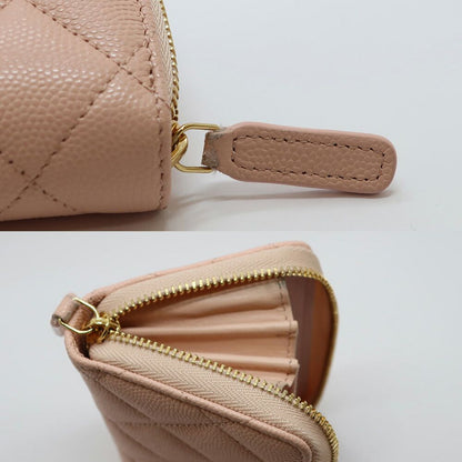 Chanel Ten Coin Purse Pink Caviar Leather Gold CC Logo Line Stone — view 6