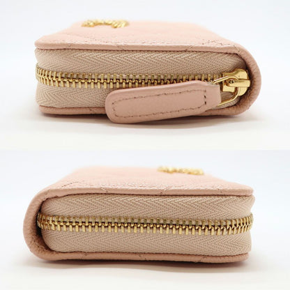 Chanel Ten Coin Purse Pink Caviar Leather Gold CC Logo Line Stone — view 4