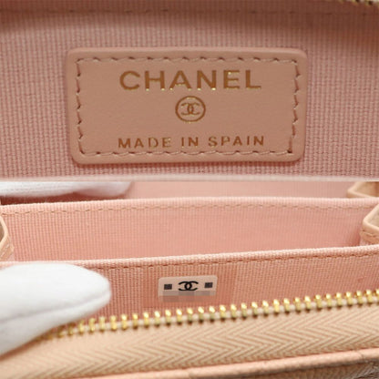 Chanel Ten Coin Purse Pink Caviar Leather Gold CC Logo Line Stone — view 5