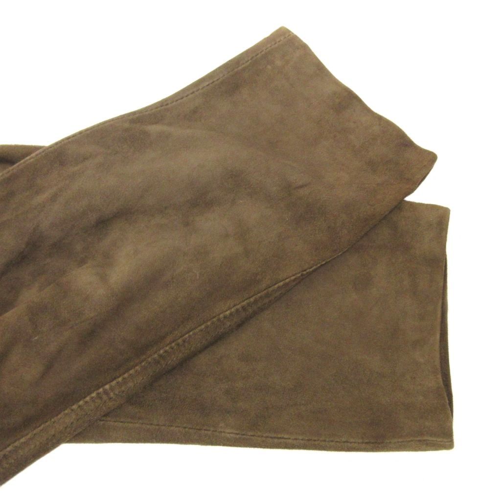 Gucci Era Suede Pants Interlocking GG Tapered Zip Fly 42 Brown Stk — view 6