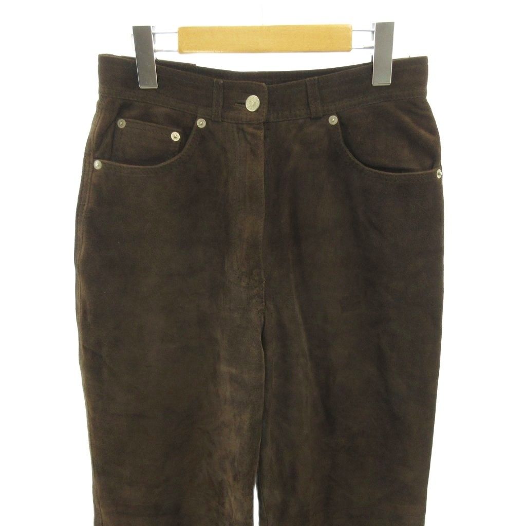 Gucci Era Suede Pants Interlocking GG Tapered Zip Fly 42 Brown Stk — view 3