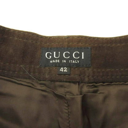 Gucci Era Suede Pants Interlocking GG Tapered Zip Fly 42 Brown Stk — view 7