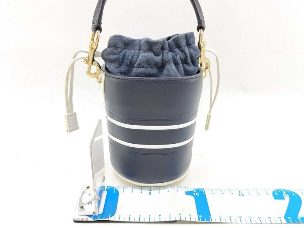 Dior Bucket Vibe Shoulder Bag Navy White Leather Gold — view 2
