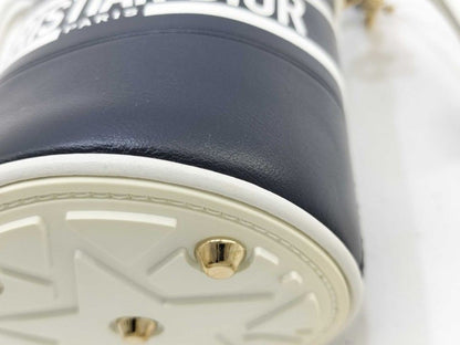 Dior Bucket Vibe Shoulder Bag Navy White Leather Gold — view 4