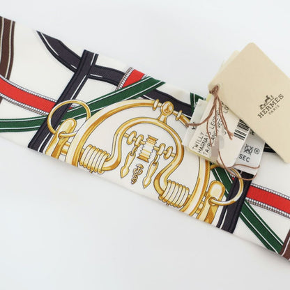 Hermes Ten Twilly Legendary Harness Scarf Silk White Multicolor — view 6