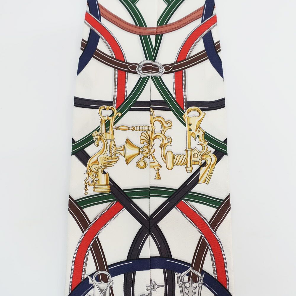Hermes Ten Twilly Legendary Harness Scarf Silk White Multicolor — view 5