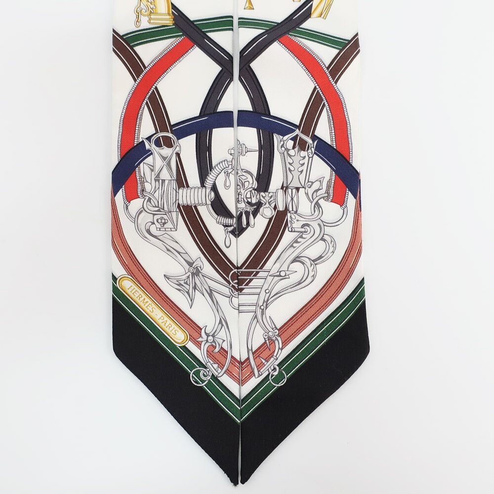 Hermes Ten Twilly Legendary Harness Scarf Silk White Multicolor — view 4