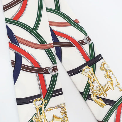 Hermes Ten Twilly Legendary Harness Scarf Silk White Multicolor — view 3