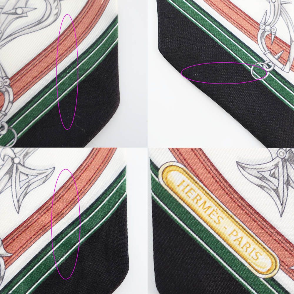 Hermes Ten Twilly Legendary Harness Scarf Silk White Multicolor — view 7