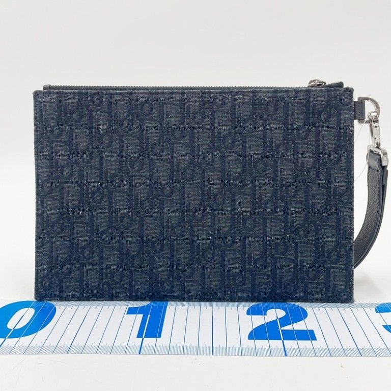 Dior Clutch Black Canvas Leather Second Silver — view 2