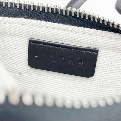 Bvlgari Shoulder Bag Logo Mania Black Blue Leather Denim Silver — view 7