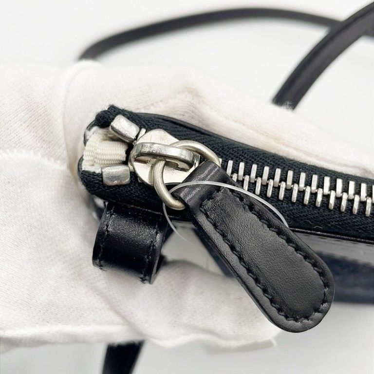 Bvlgari Shoulder Bag Logo Mania Black Blue Leather Denim Silver — view 8