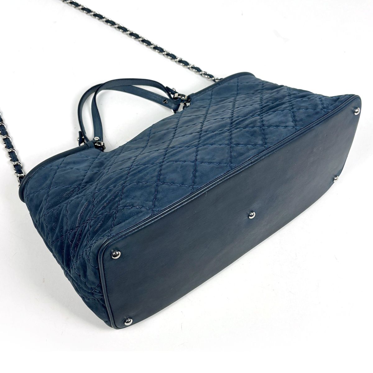 Chanel Wild Stitch Tote 2-Way Shoulder Bag CC Logo Leather Blue — view 2