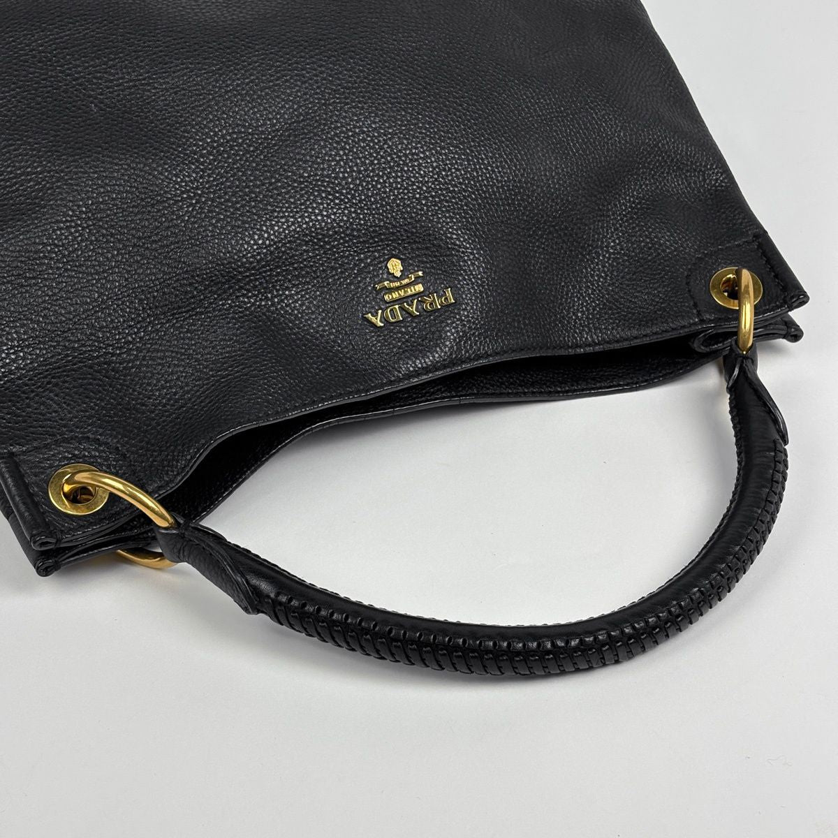 Prada Logo Shoulder Bag Leather Nero — view 7