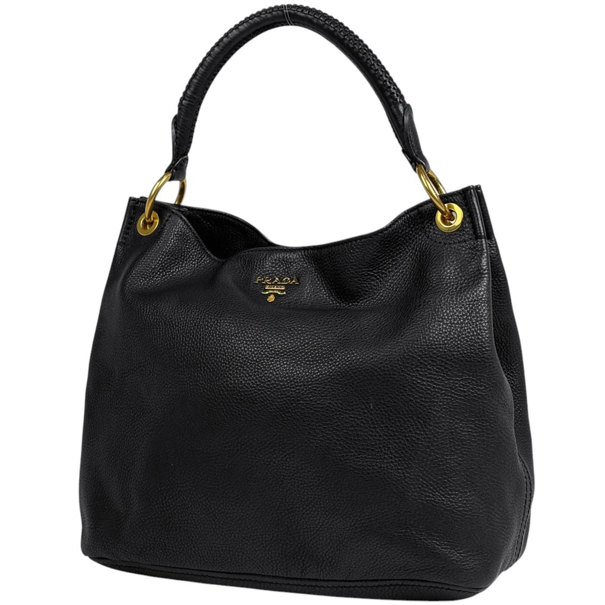 Prada Logo Shoulder Bag Leather Nero
