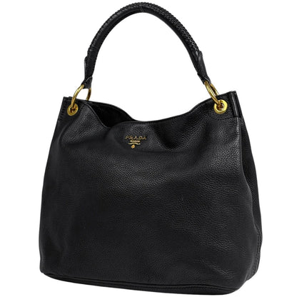 Prada Logo Shoulder Bag Leather Nero