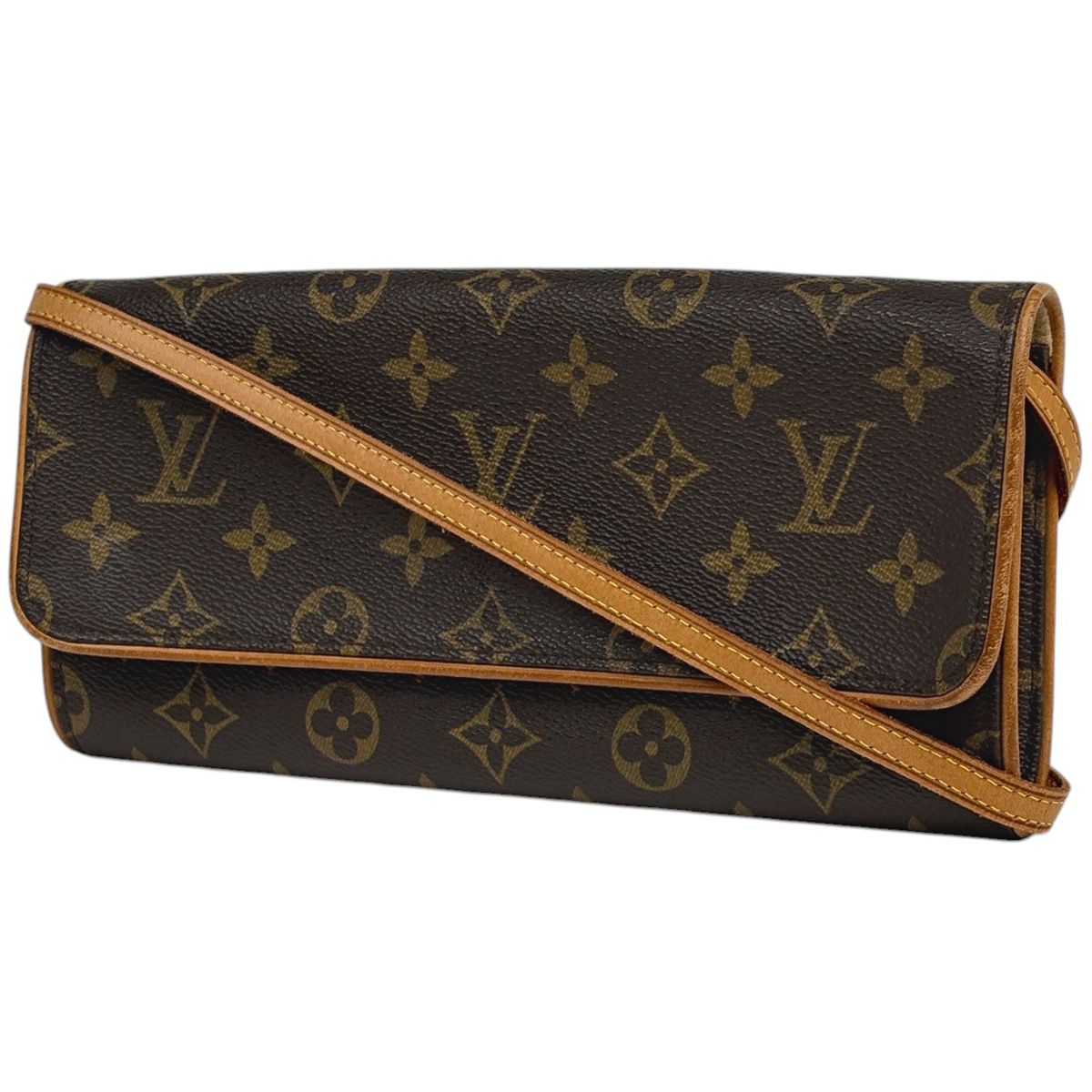 Louis Vuitton Pochette Twin GM Clutch 2-Way Shoulder Bag Monogram Brown