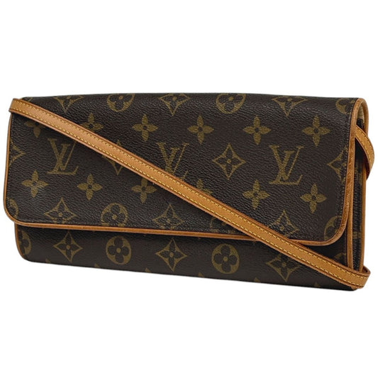 Louis Vuitton Pochette Twin GM Clutch 2-Way Shoulder Bag Monogram Brown