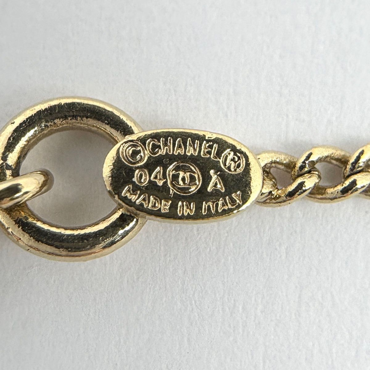 Chanel CC Logo Line Stone Necklace Gold Plated Red — view 4