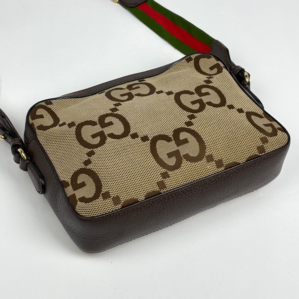 Gucci Jumbo GG Messenger Bag Sherry Line Web Canvas Beige Brown — view 2