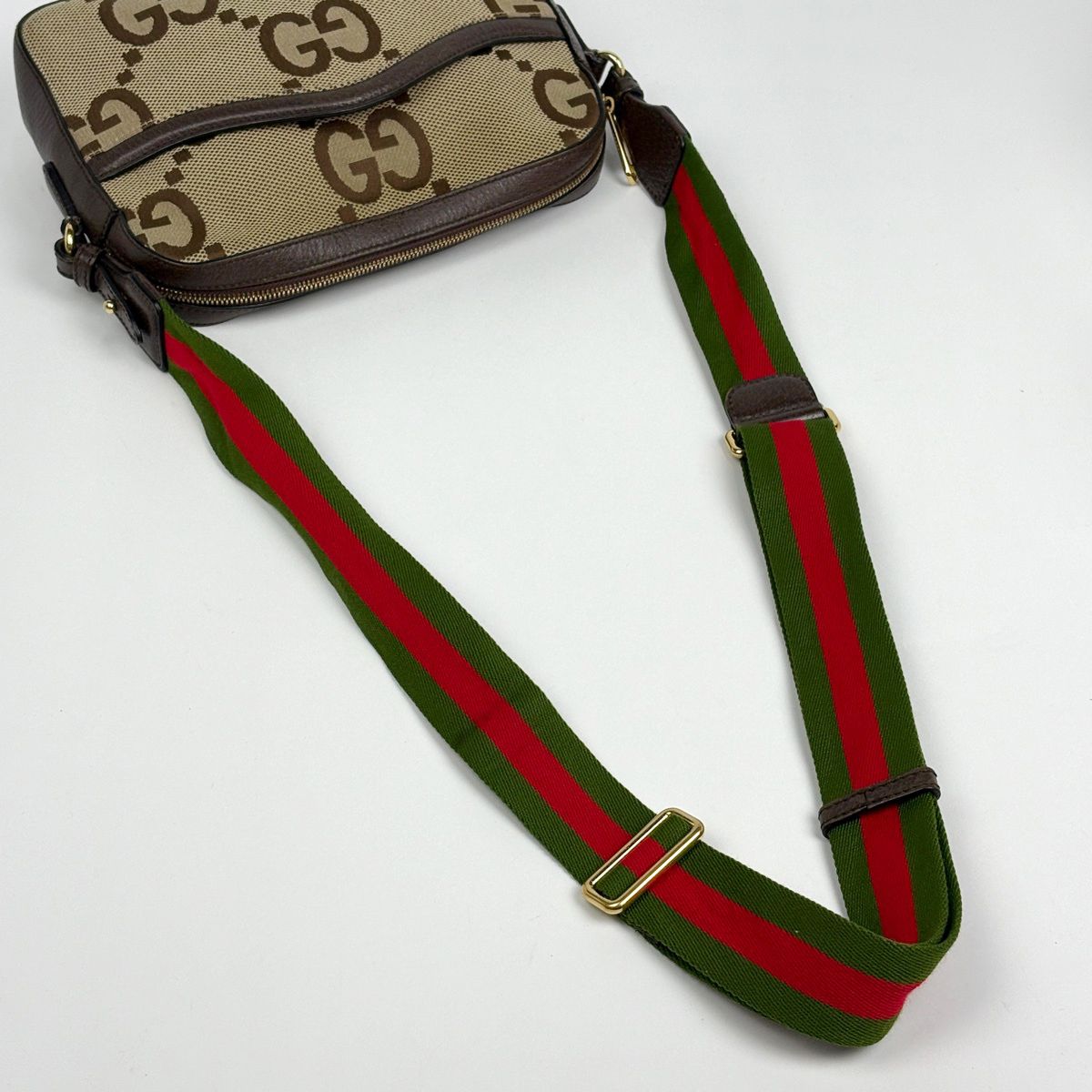 Gucci Jumbo GG Messenger Bag Sherry Line Web Canvas Beige Brown — view 7