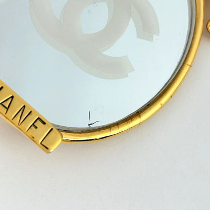 Chanel CC Logo Mirror Brooch Ribbon Gold Plated — view 4