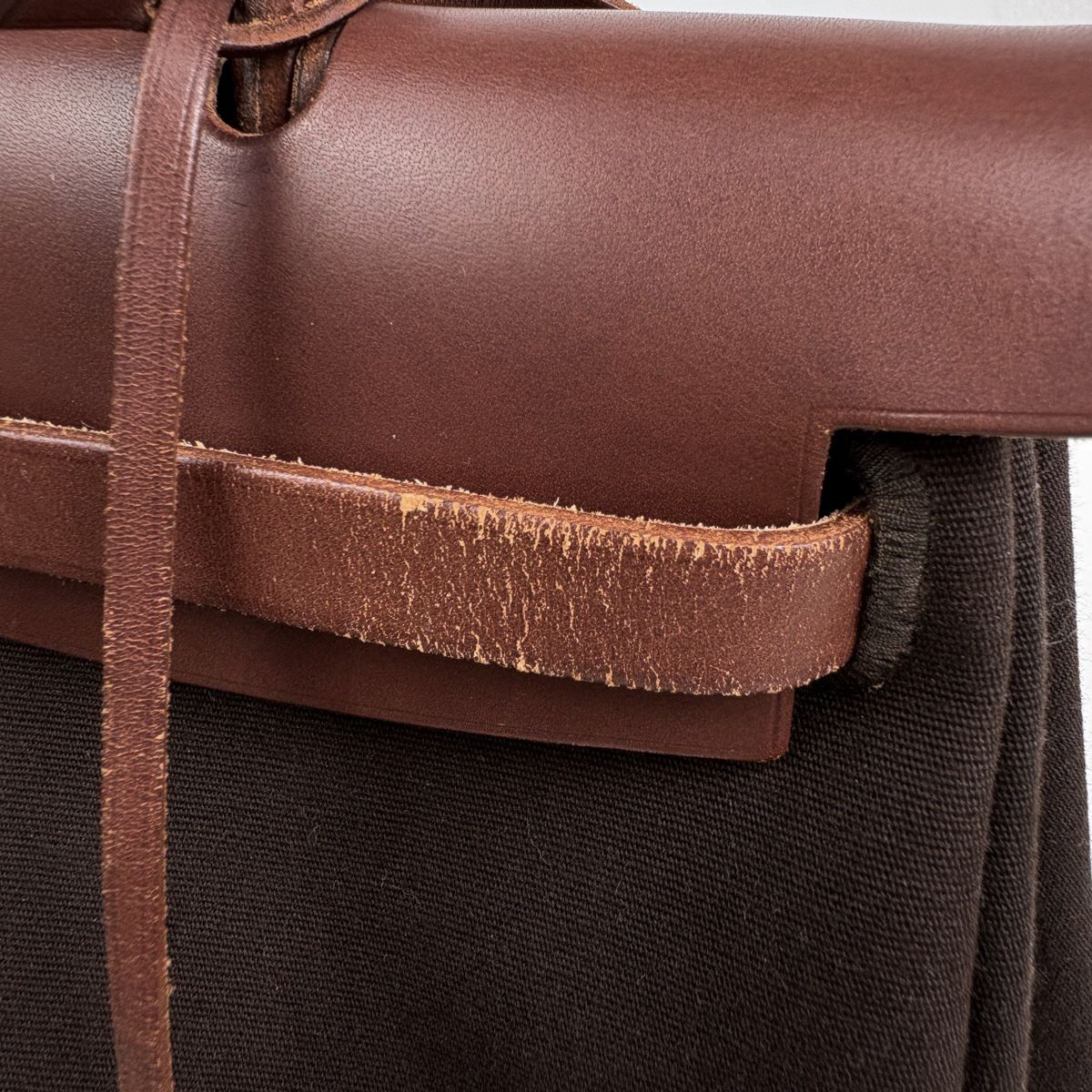 Hermes Herbag PM 2-Way Handbag Toile Officier Brown Natural — view 4