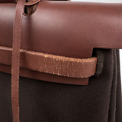 Hermes Herbag PM 2-Way Handbag Toile Officier Brown Natural — view 4