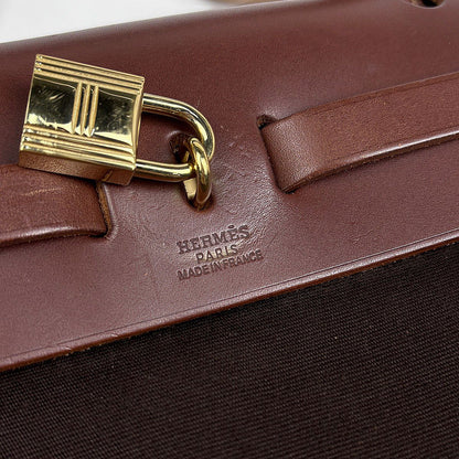Hermes Herbag PM 2-Way Handbag Toile Officier Brown Natural — view 6
