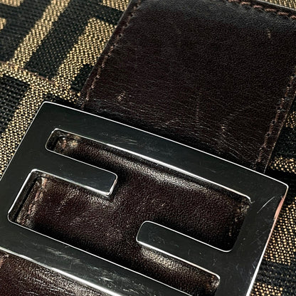 Fendi Zucca Pattern Mamma Baguette Shoulder Bag Canvas Brown — view 4