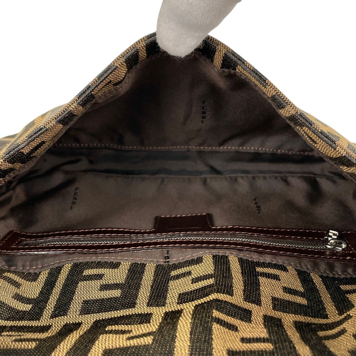 Fendi Zucca Pattern Mamma Baguette Shoulder Bag Canvas Brown — view 7
