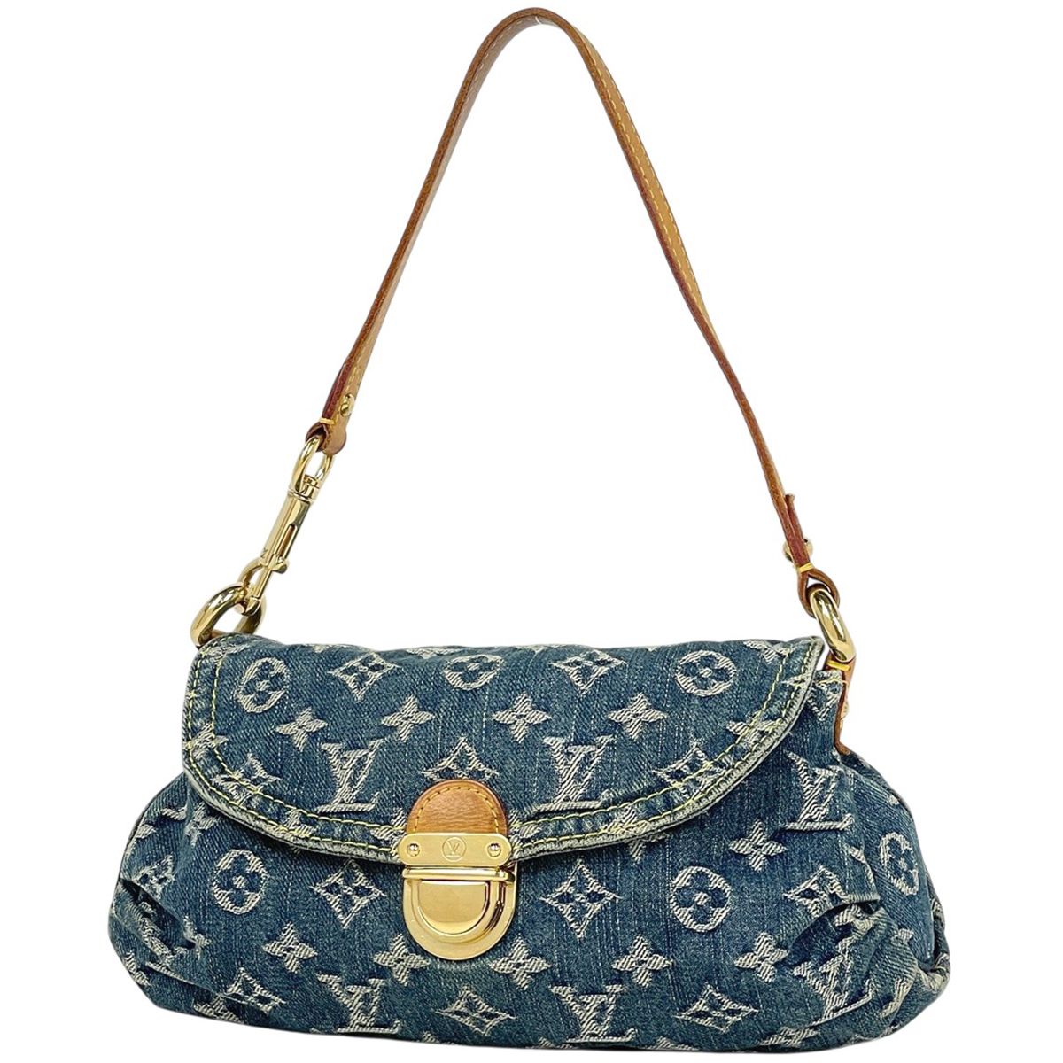 Louis Vuitton Mini Pleaty Shoulder Bag Monogram Denim Blue