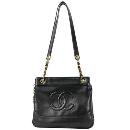 Chanel CC Logo Chain Tote Leather Black
