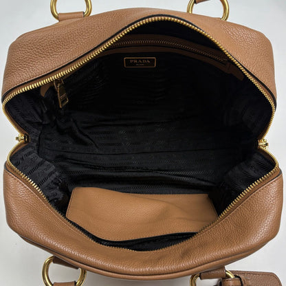 Prada Logo 2-Way Shoulder Bag Leather Brown — view 7