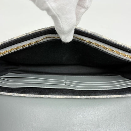Dior Trotter Pattern Chain Wallet Shoulder Bag Saddle Canvas Gray — view 9