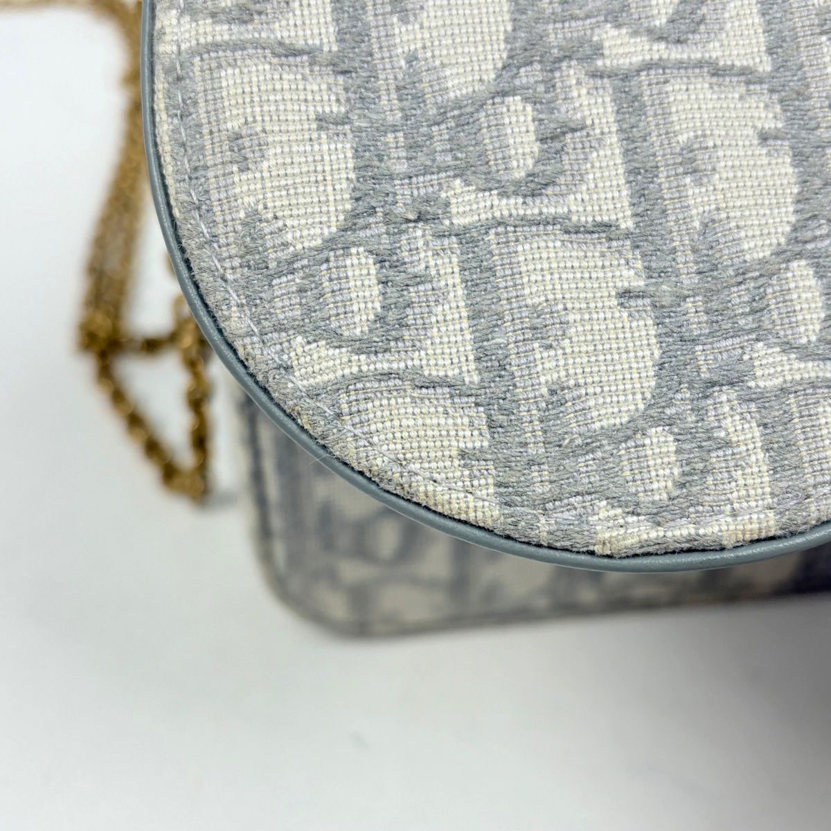 Dior Trotter Pattern Chain Wallet Shoulder Bag Saddle Canvas Gray — view 6