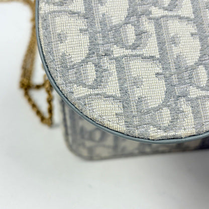 Dior Trotter Pattern Chain Wallet Shoulder Bag Saddle Canvas Gray — view 6