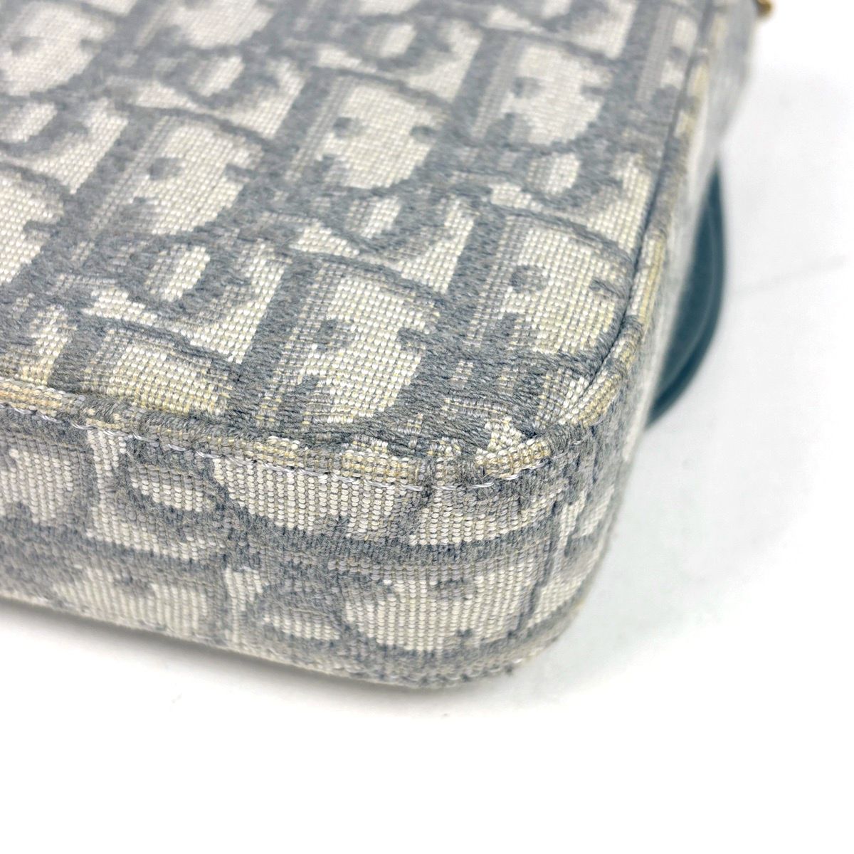 Dior Trotter Pattern Chain Wallet Shoulder Bag Saddle Canvas Gray — view 3