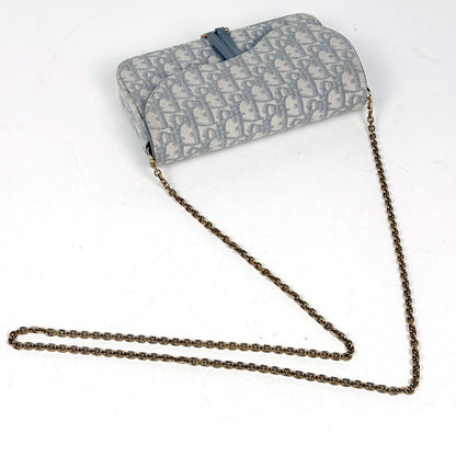 Dior Trotter Pattern Chain Wallet Shoulder Bag Saddle Canvas Gray — view 7