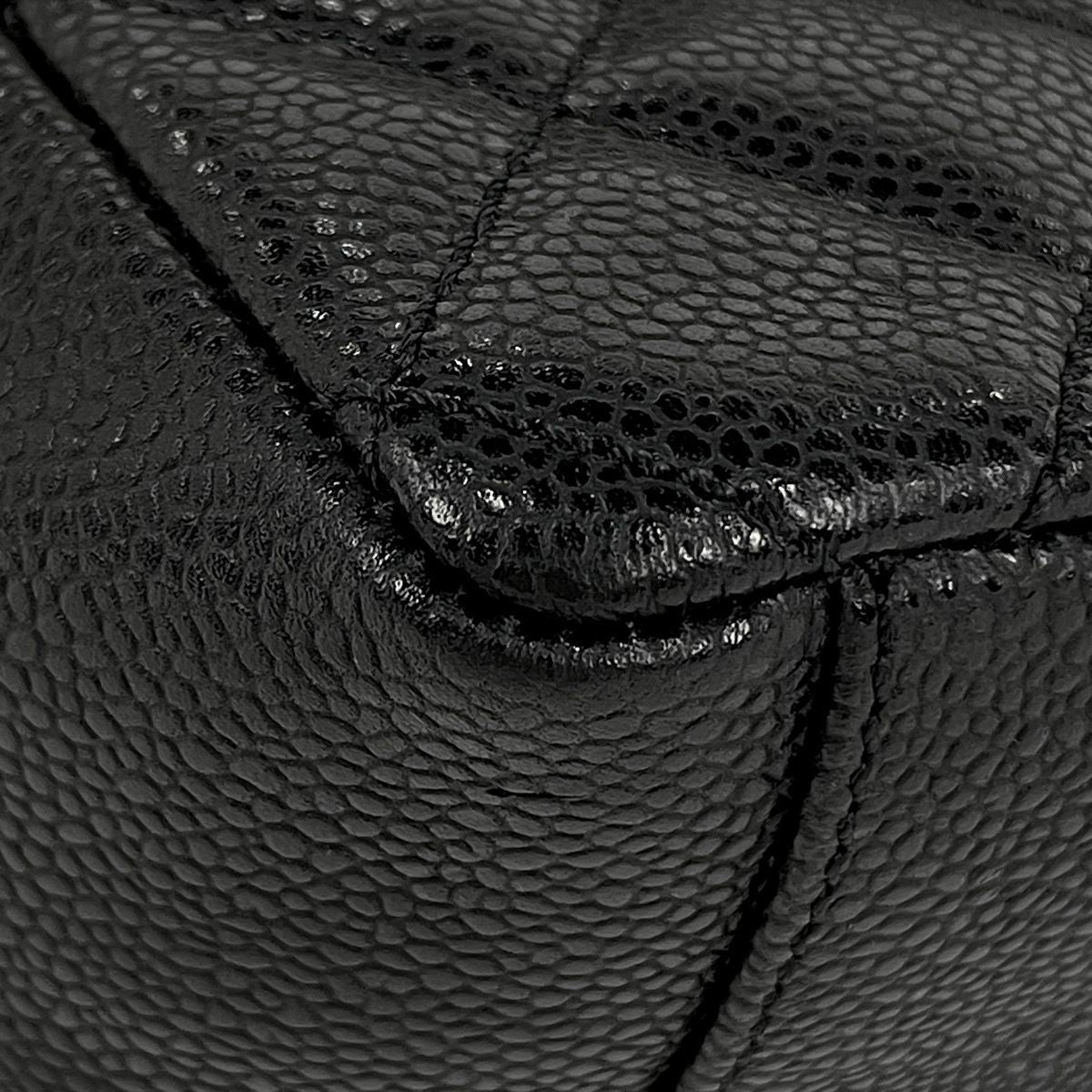 Chanel CC Logo Chain Tote Quilted Caviar Leather Black — view 3