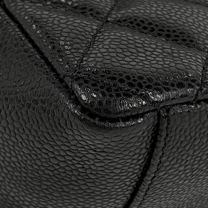 Chanel CC Logo Chain Tote Quilted Caviar Leather Black — view 3