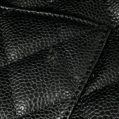 Chanel CC Logo Chain Tote Quilted Caviar Leather Black — view 4