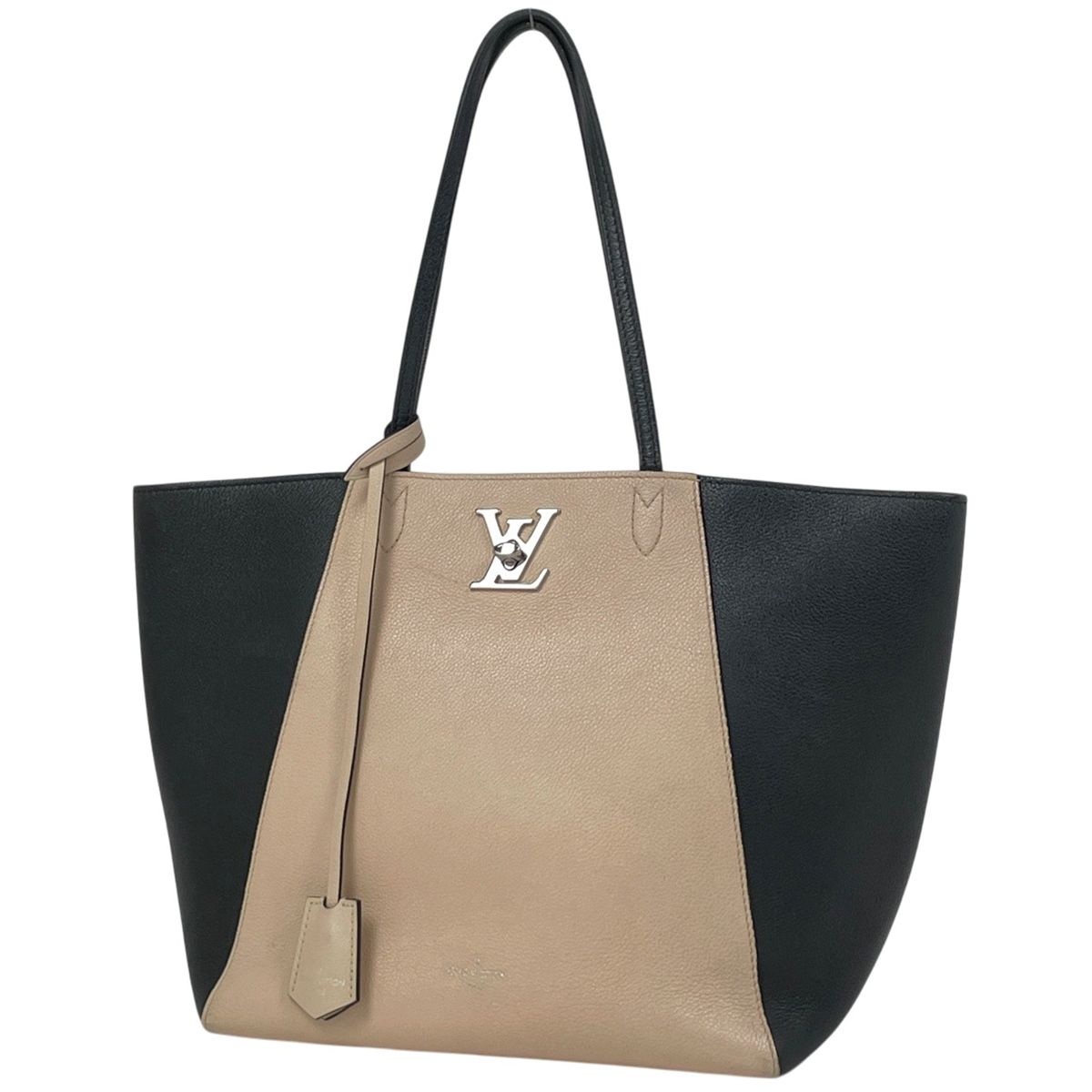 Louis Vuitton Lockme Cabas Bicolor Tote Leather Vanille Noir